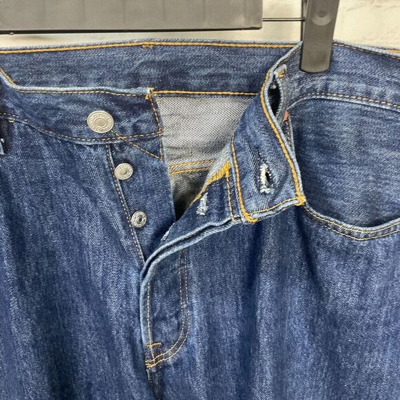 Levis 501 Jean Men 36x32 Blue Denim Pant Button Fly Outdoors Preppy Dark Wash N2 - Picture 5 of 11